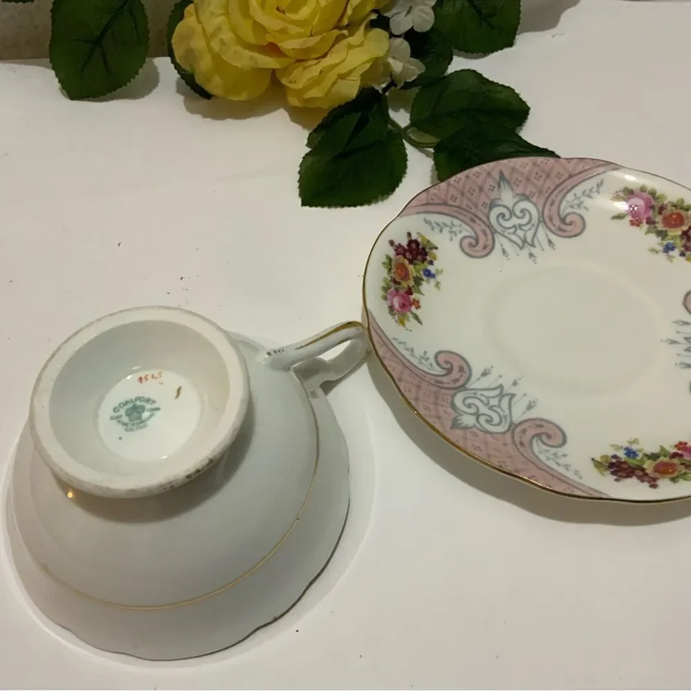 Vintage Mini Coalport Teacup and Saucer floral Bone China Made in England G7